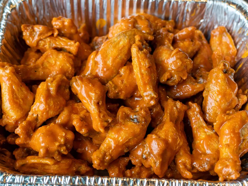 A tray of buffalo wings
